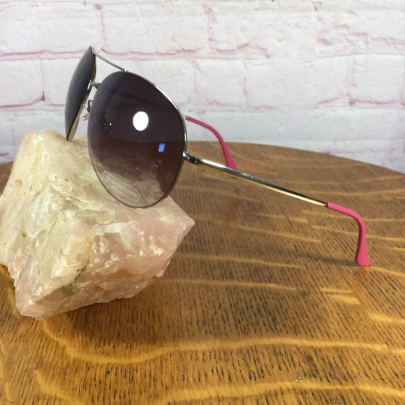 Silver Frame Pink Aviator Sunglasses - Picture 3 of 4